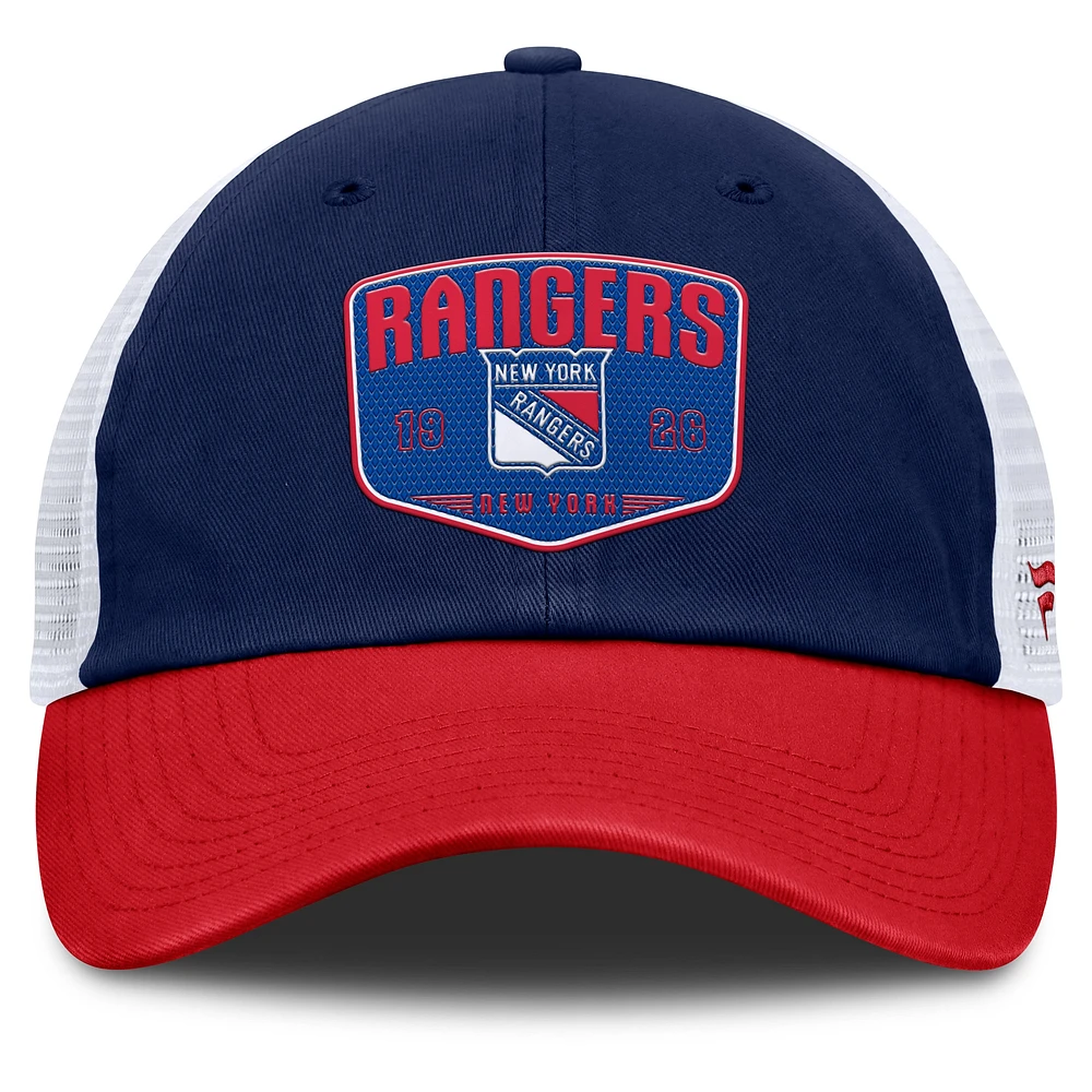 Men's Fanatics Blue New York Rangers Fundamental One-Time Trucker Adjustable Hat