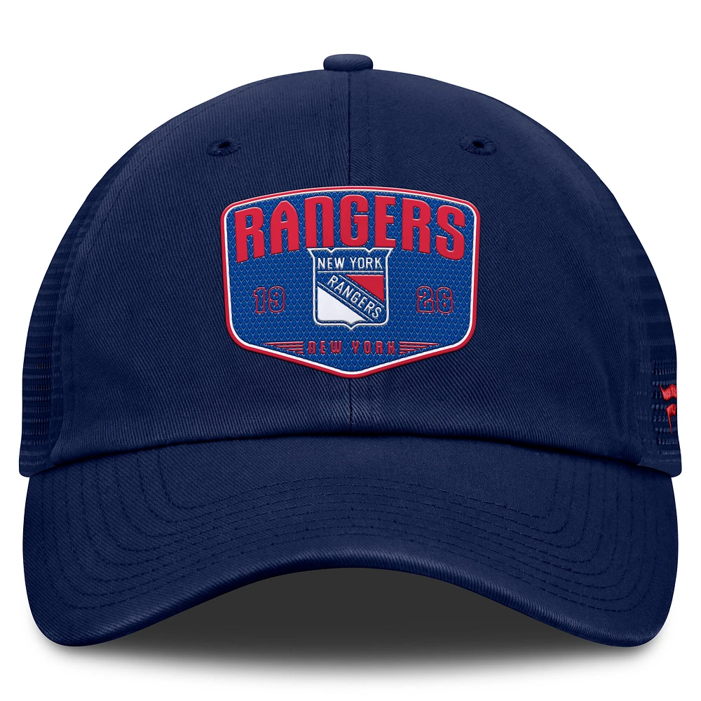 Casquette ajustable One-Time Fundamental Trucker bleue de New York Rangers pour hommes Fanatics