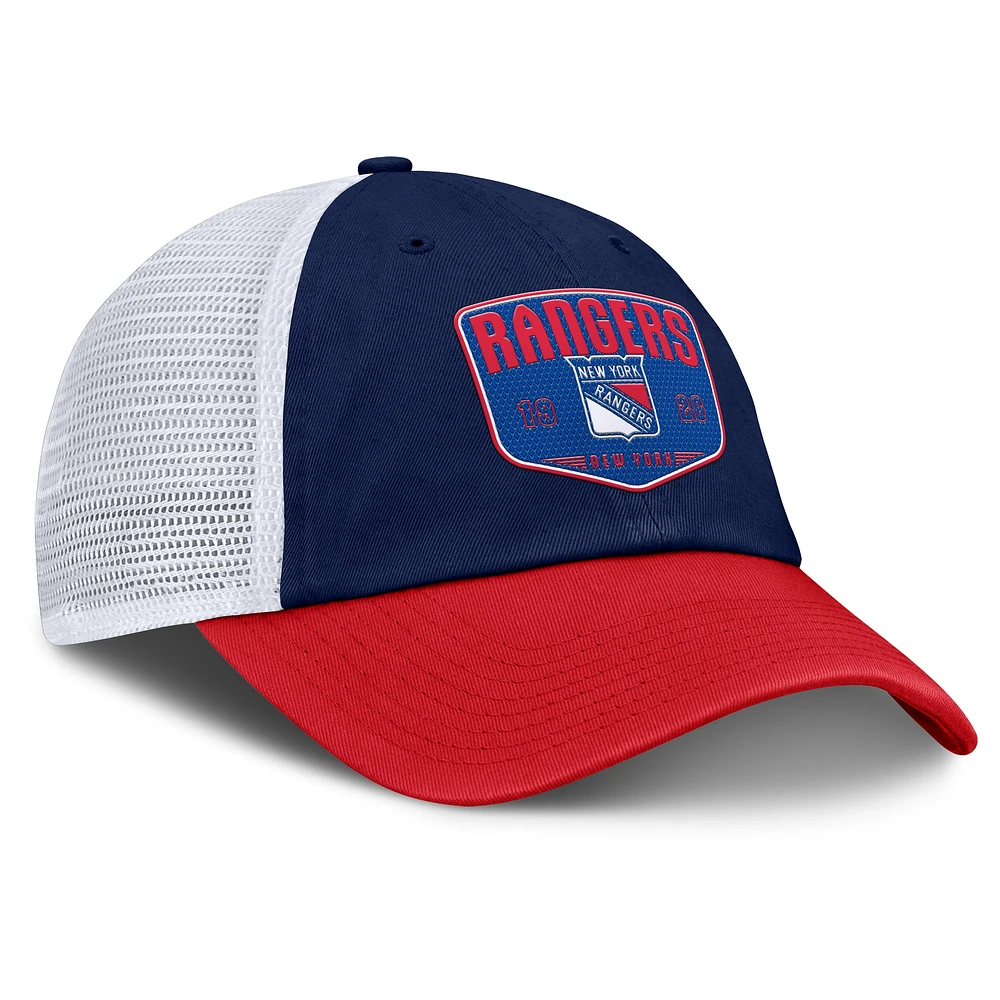 Men's Fanatics Blue New York Rangers Fundamental One-Time Trucker Adjustable Hat