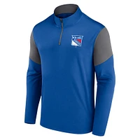 Men's Fanatics Blue New York Rangers Logo Quarter-Zip Top