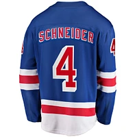 Fanatics pour hommes Braden Schneider bleu New York Rangers Home Premier Breakaway Player - Maillot