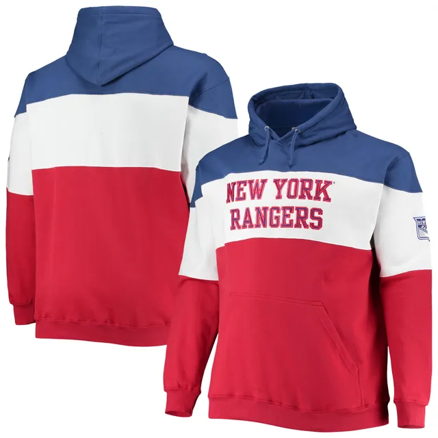 Men's Antigua Blue New York Rangers Logo Victory Pullover Hoodie