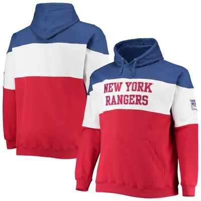New York Rangers Fanatics Branded Big & Tall Colorblock Fleece Hoodie - Blue/Red