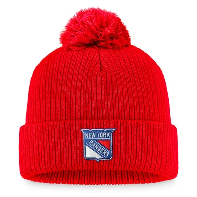 New York Rangers Fanatics Branded Core Primary Logo Cuffed Knit Hat with Pom