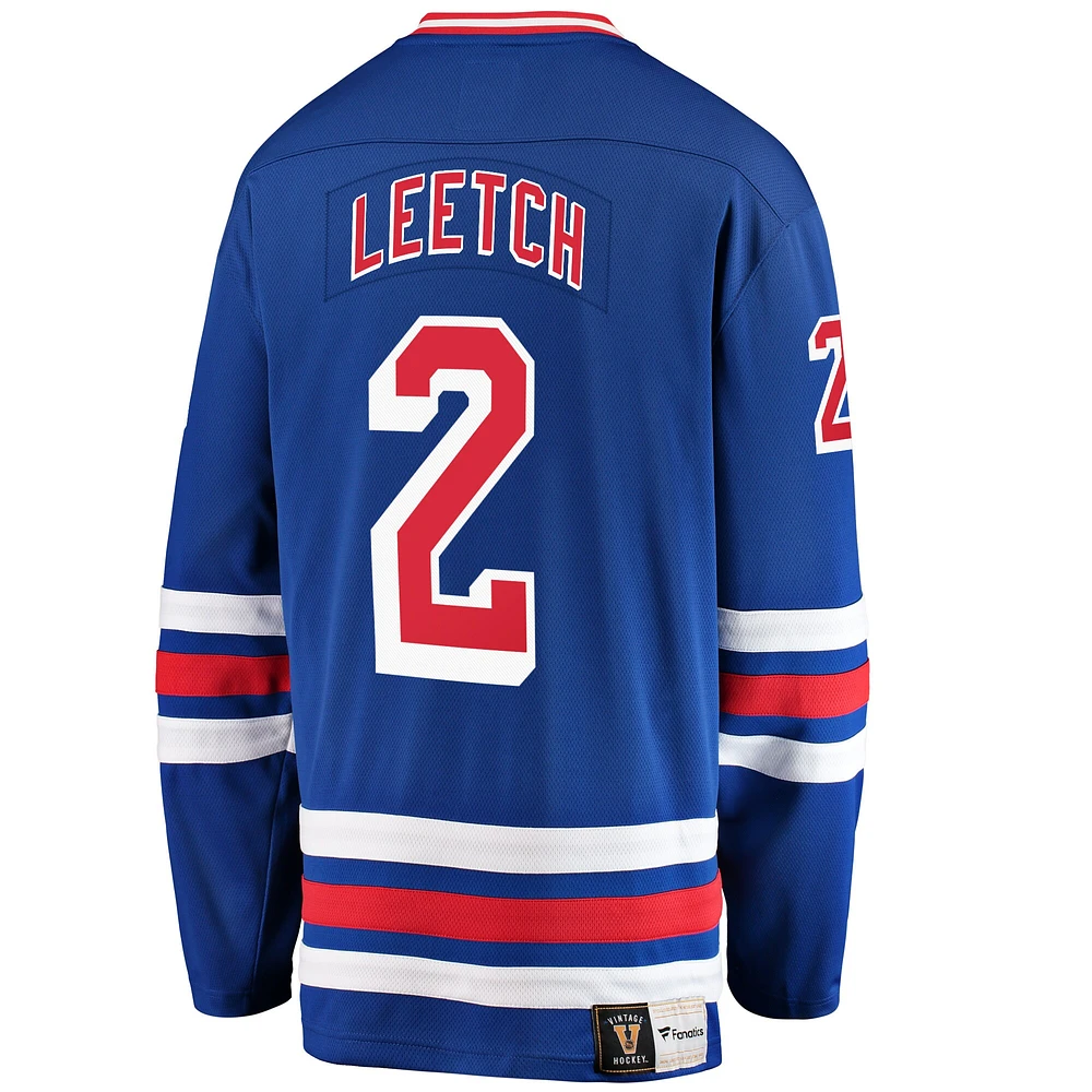 Fanatiques pour hommes de marque Brian Leetch Blue New York Rangers Premier Breakaway Retired - Maillot joueur