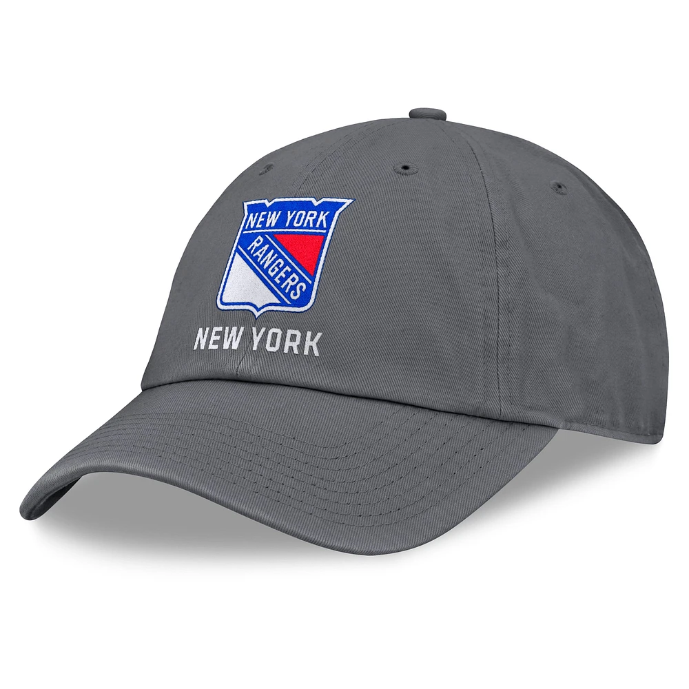 Casquette ajustable délavée pour hommes Fanatics Anthracite New York Rangers