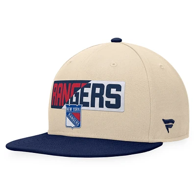 Casquette Snapback Goalaso New York Rangers Fanatics crème/bleu marine pour hommes