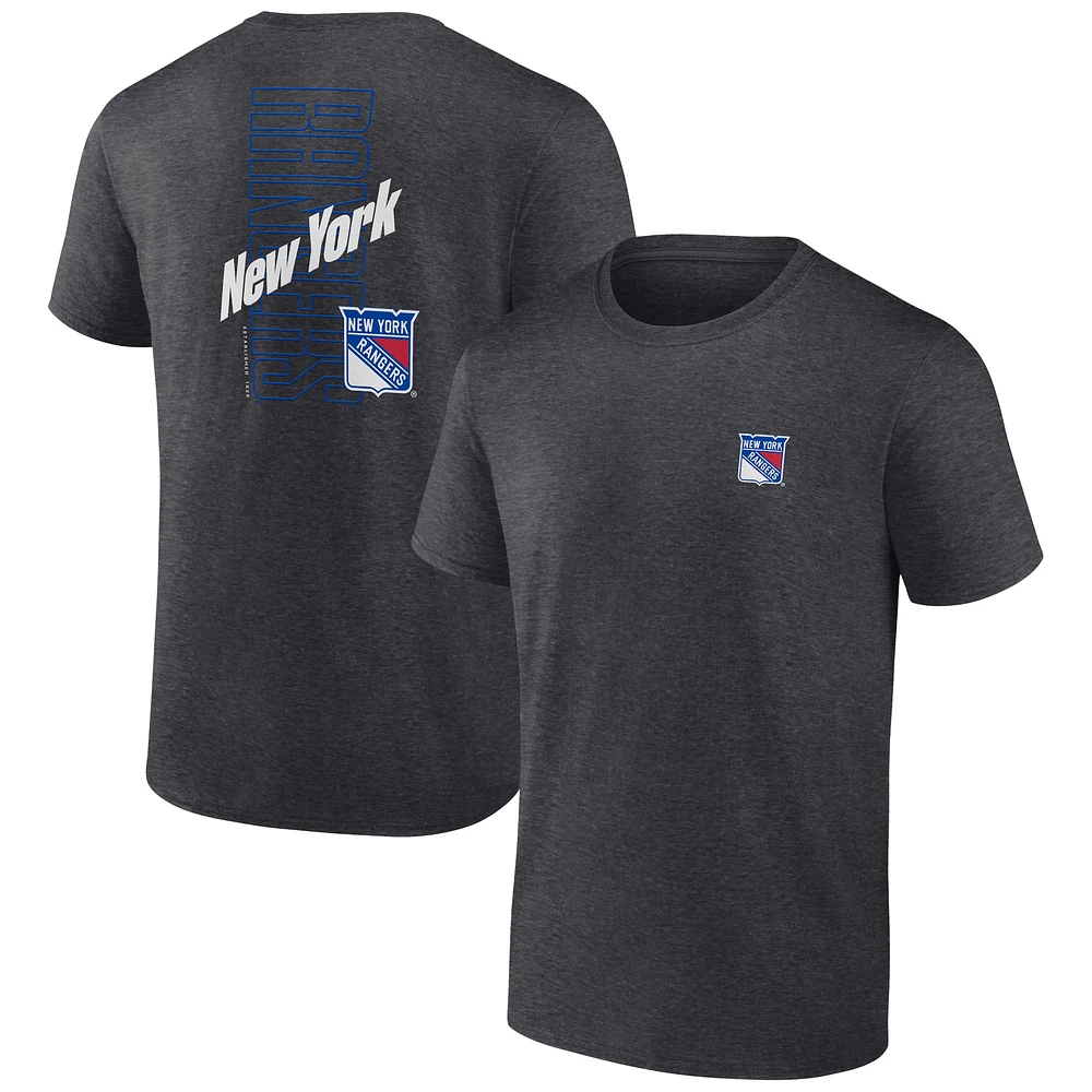 T-shirt Backbone Fanatics Heather Charcoal pour hommes des Rangers de New York