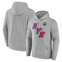 Sweat à capuche en polaire avec logo de la série NHL Stadium 2024 des New York Rangers Fanatics Heather Grey pour hommes