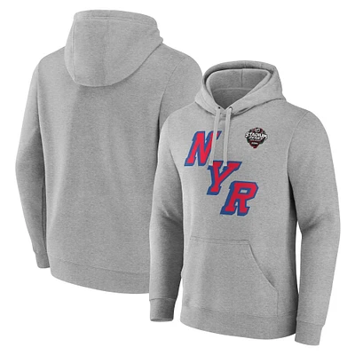 Sweat à capuche en polaire avec logo de la série NHL Stadium 2024 des New York Rangers Fanatics Heather Grey pour hommes