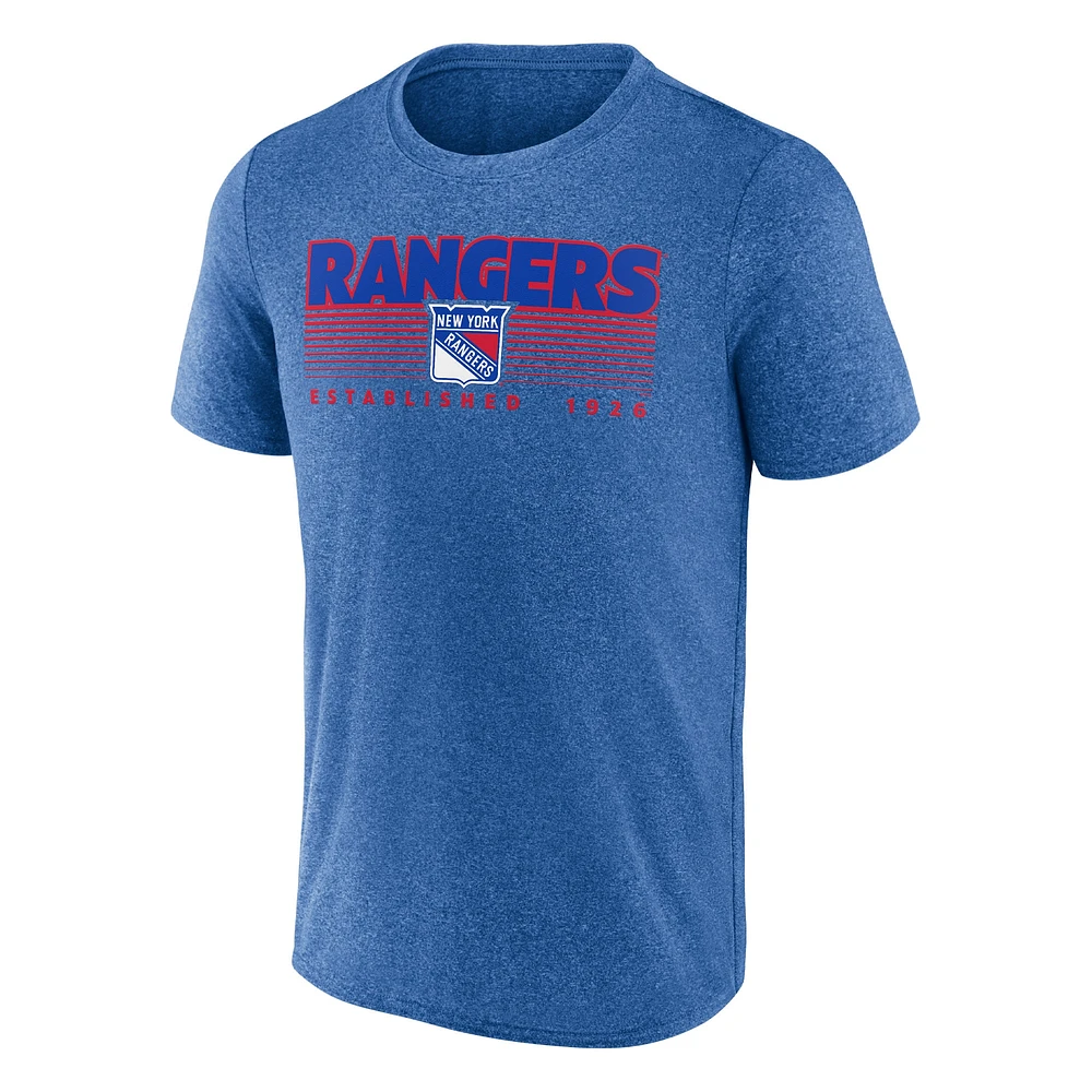 Men's Fanatics Heathered Blue New York Rangers Prodigy Performance T-Shirt