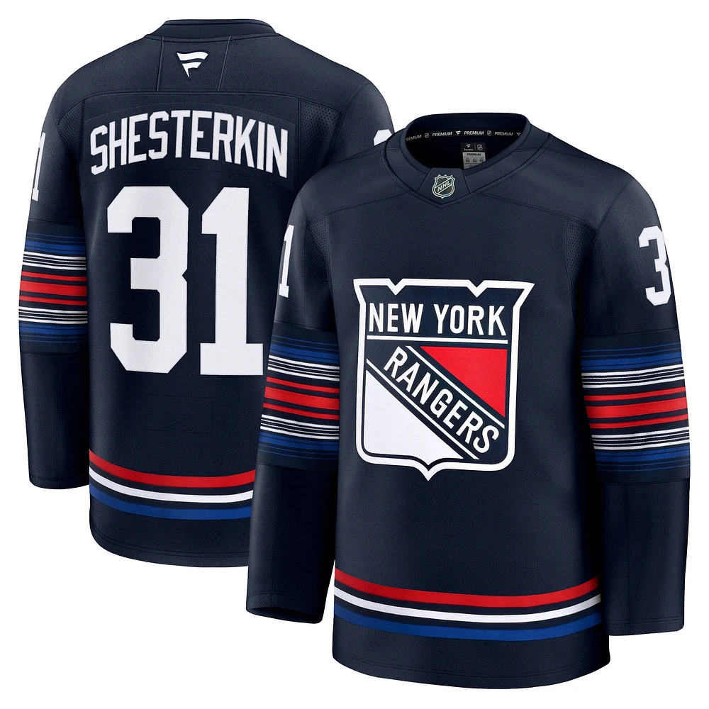 Maillot de qualité supérieure alternatif Igor Shesterkin bleu marine des Rangers New York pour hommes Fanatics