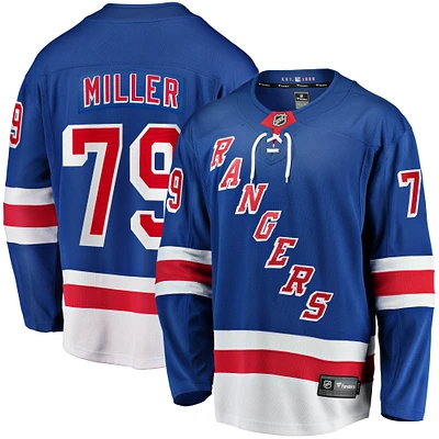 Fanatics pour hommes K'Andre Miller bleu New York Rangers Home Breakaway Replica Maillot