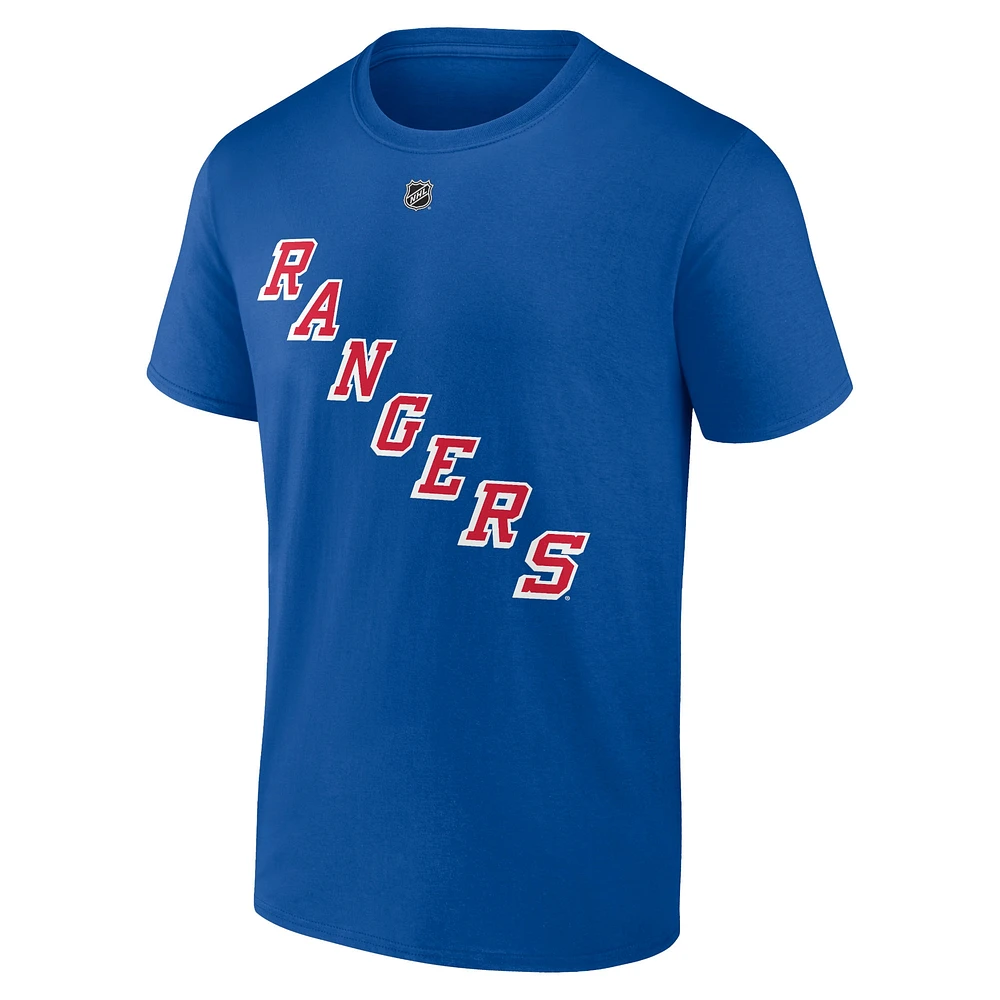 T-shirt authentique avec nom et numéro de pile des New York Rangers Fanatics Matt Rempe bleu pour hommes