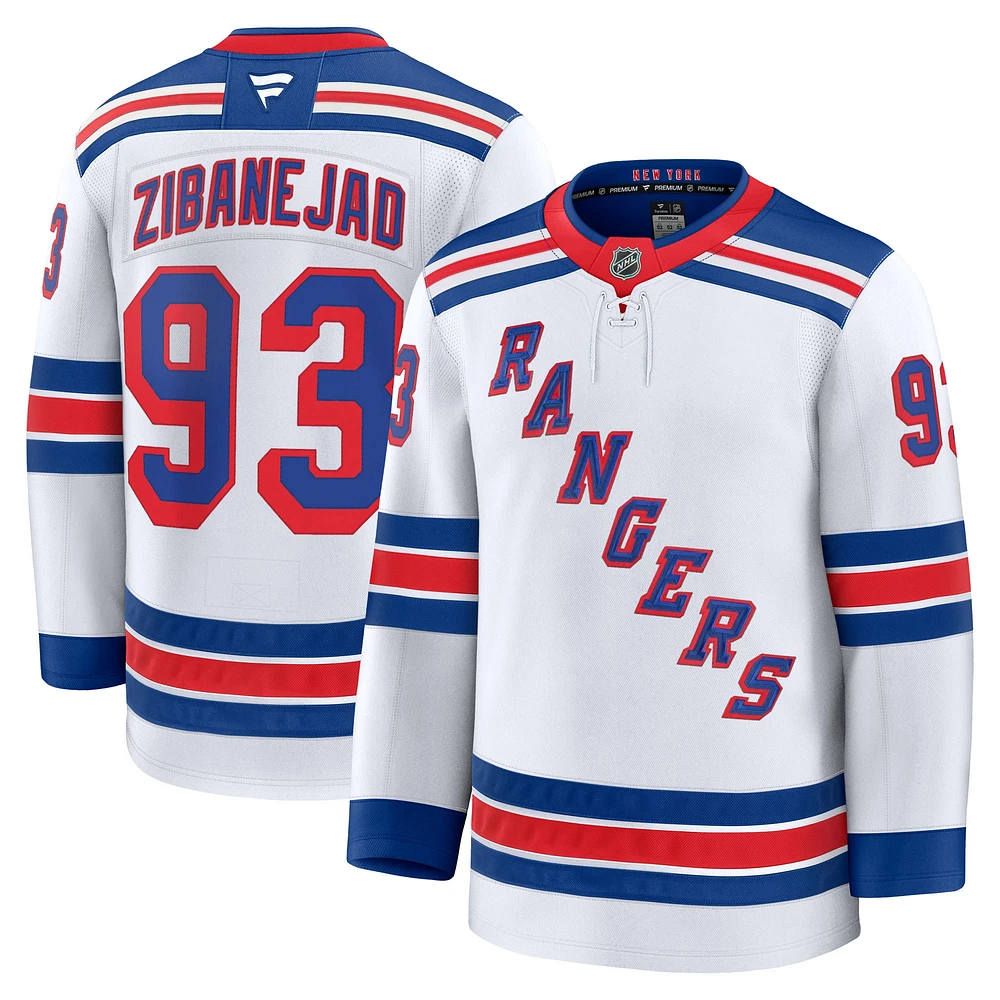 Maillot extérieur premium blanc New York Rangers Mika Zibanejad Fanatics pour homme