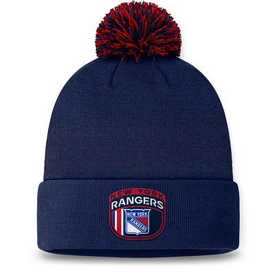 Bonnet en tricot à revers NHL Draft 2024 Fanatics Navy New York Rangers pour hommes avec pompon