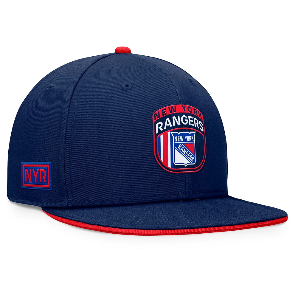 Casquette Snapback de repêchage de la LNH 2024 des New York Rangers Fanatics pour hommes, bleu marine