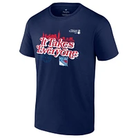 T-shirt à slogan des séries éliminatoires de la Coupe Stanley 2024 Rangers New York Fanatics pour hommes, bleu marine