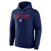 Sweat à capuche en polaire primaire Authentic Pro Core de Fanatics pour homme, bleu marine, des New York Rangers