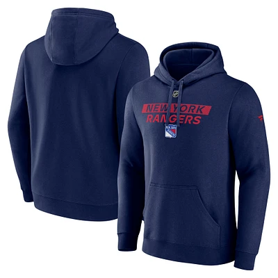 Sweat à capuche en polaire primaire Authentic Pro Core de Fanatics pour homme, bleu marine, des New York Rangers