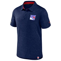 Polo jacquard Authentic Pro bleu marine New York Rangers Fanatics pour homme