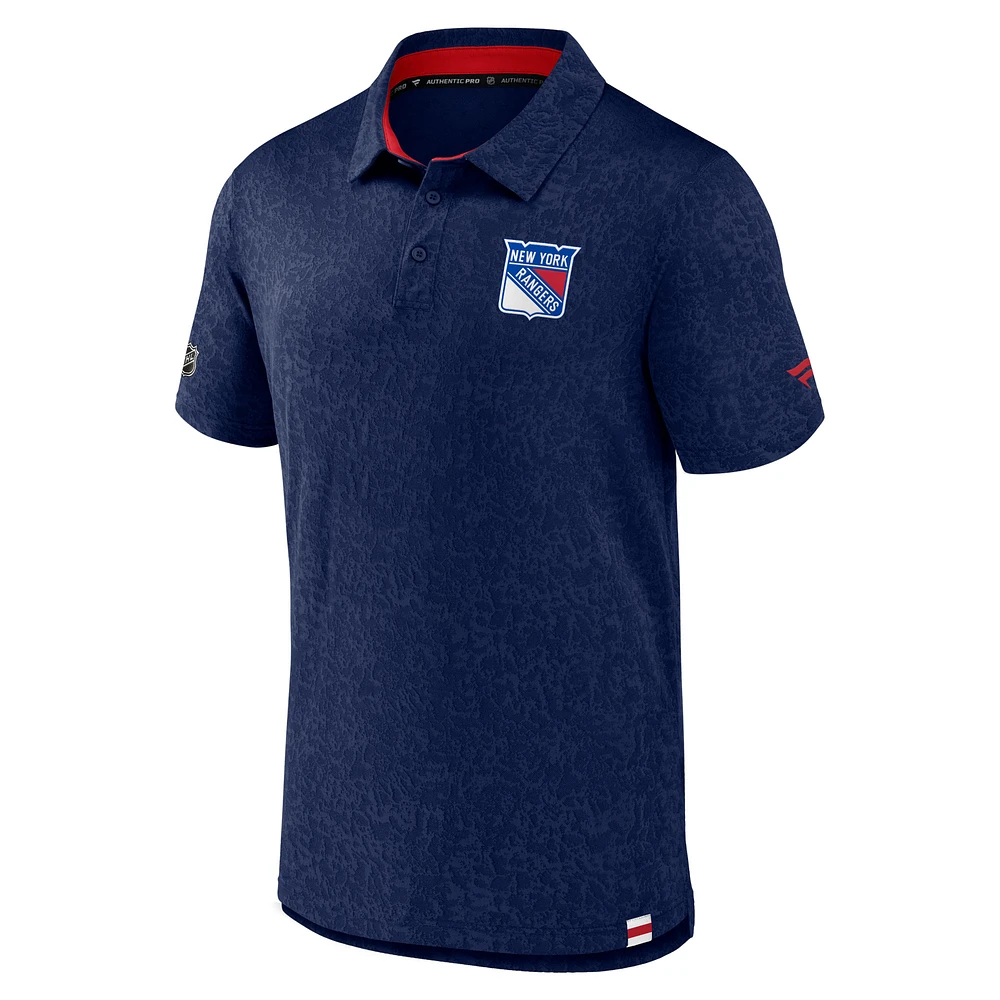 Men's Fanatics  Navy New York Rangers Authentic Pro Jacquard Polo