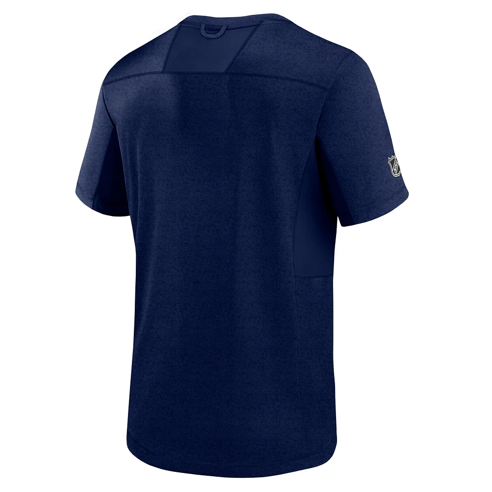 T-shirt Fanatics pour homme bleu marine authentique Pro Performance des New York Rangers