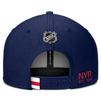 Casquette Snapback Pro Prime authentique pour hommes Fanatics bleu marine des Rangers de New York