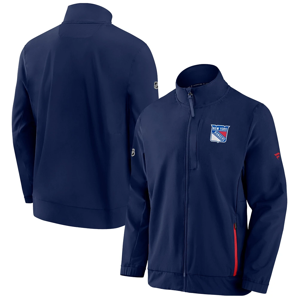 Men's Fanatics Navy New York Rangers Authentic Pro Rink Coaches Full-Zip Jacket