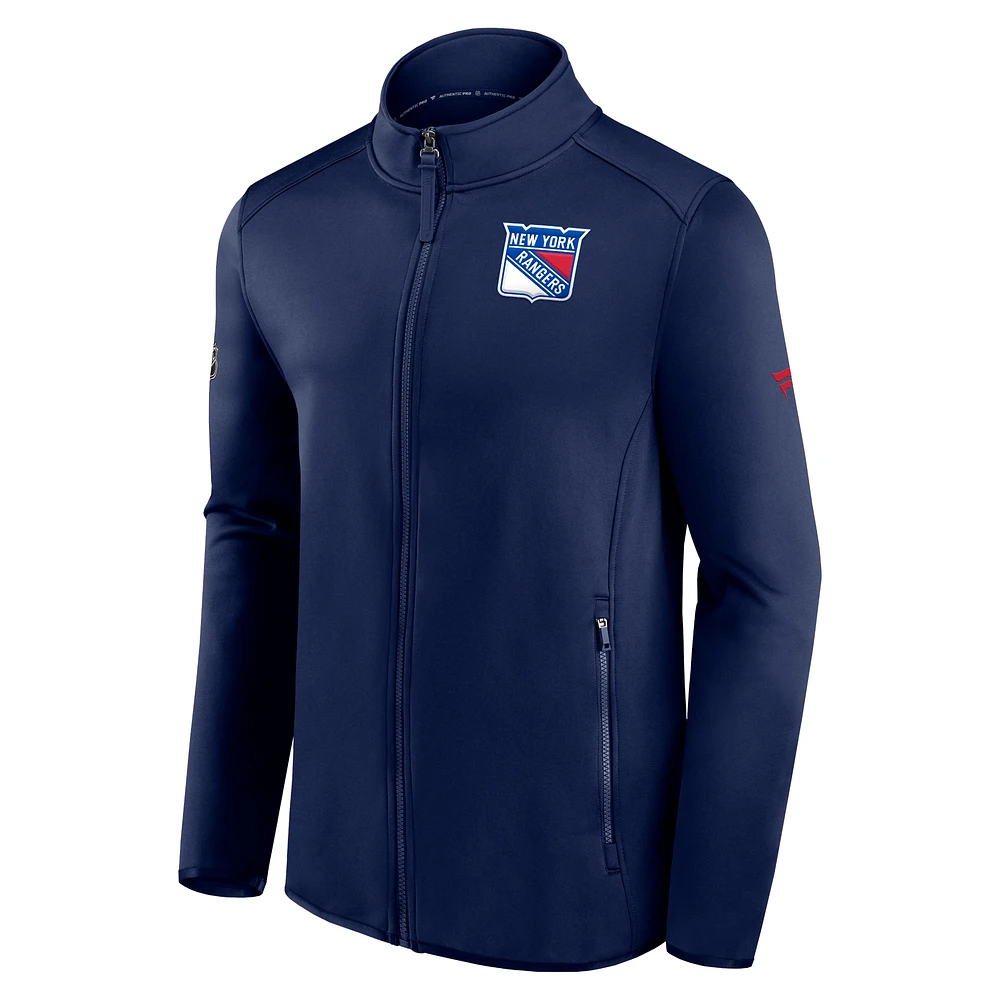 Men's Fanatics Navy New York Rangers Authentic Pro Rink Fleece Full-Zip Jacket