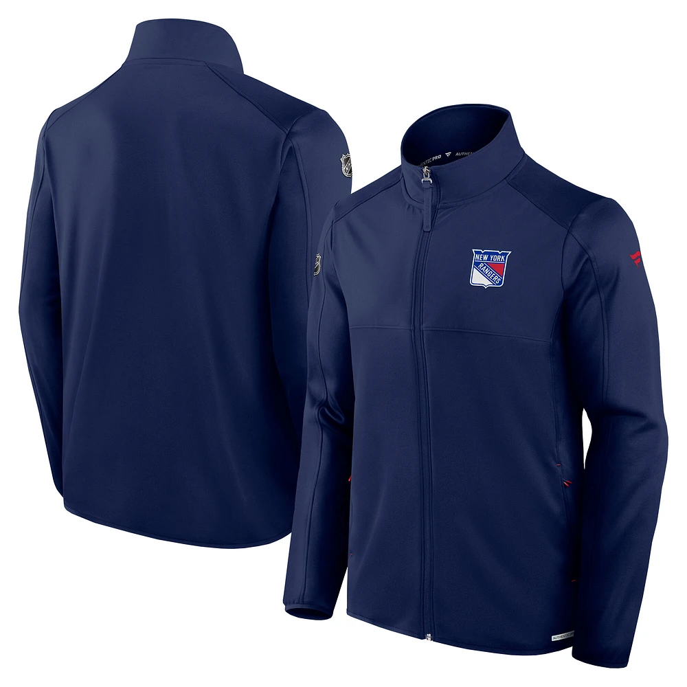 Veste polaire entièrement zippée Fanatics New York Rangers Authentic Pro Rink pour homme, bleu marine