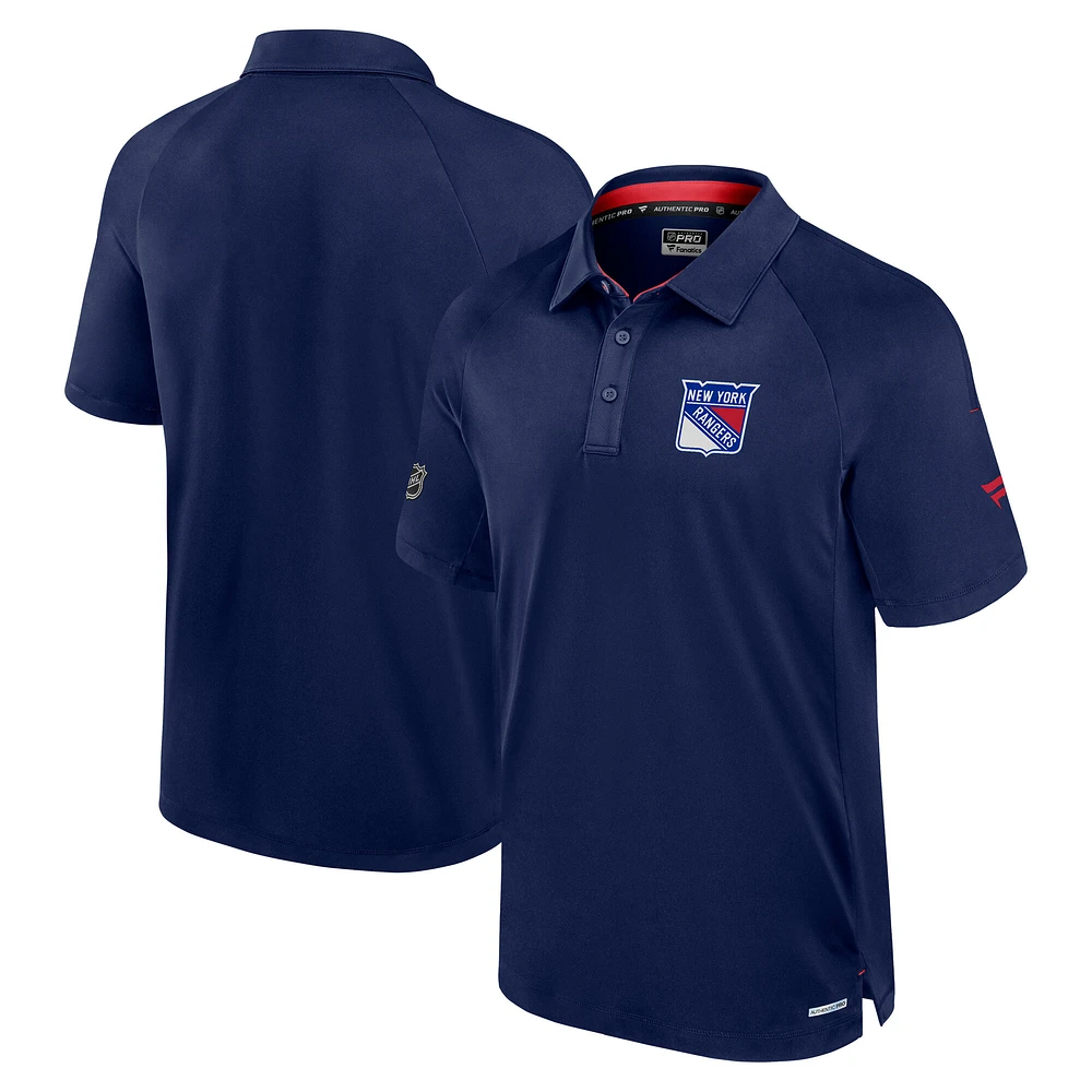 Polo de patinoire authentique Pro Rink des Rangers New York pour hommes Fanatics bleu marine