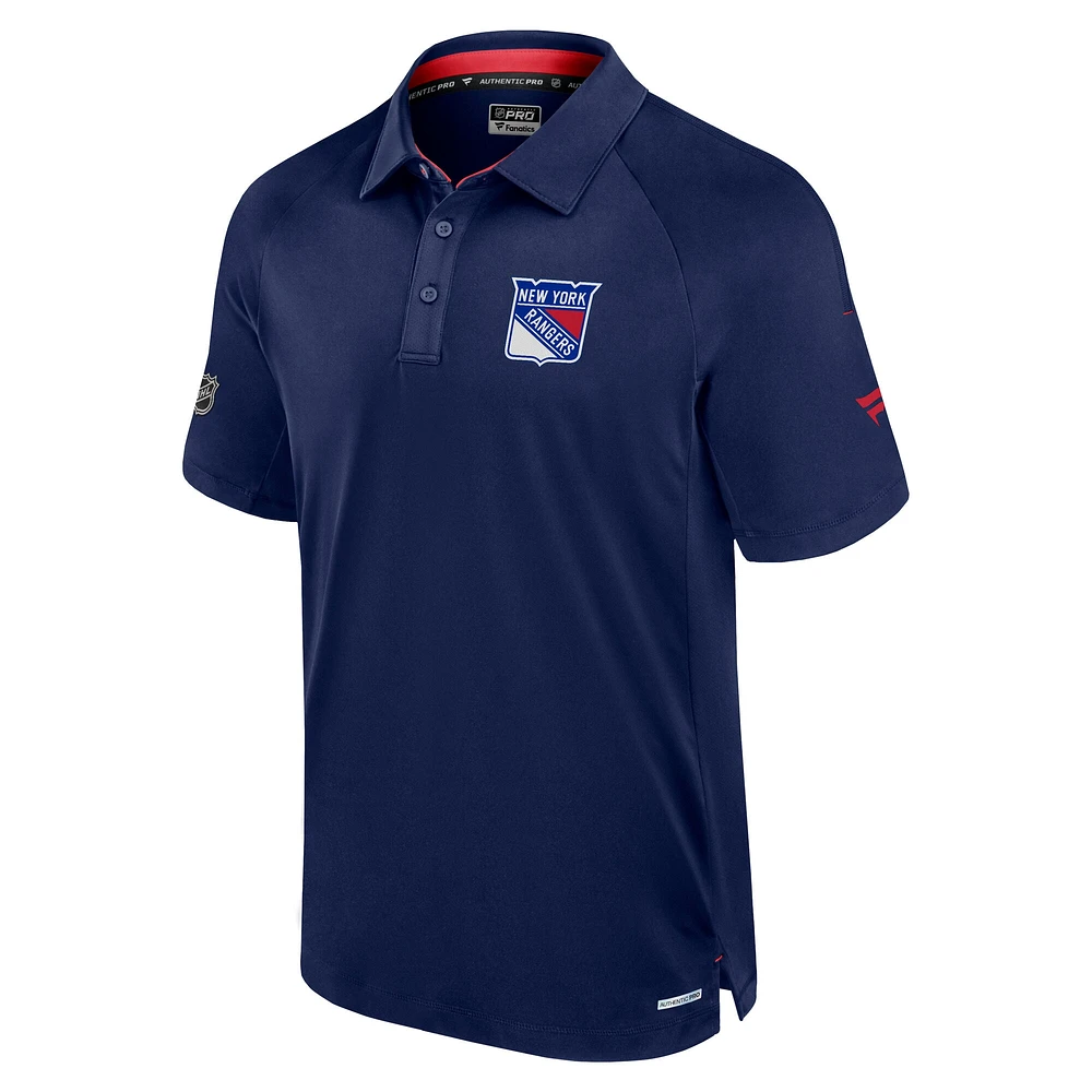 Polo de patinoire authentique Pro Rink des Rangers New York pour hommes Fanatics bleu marine