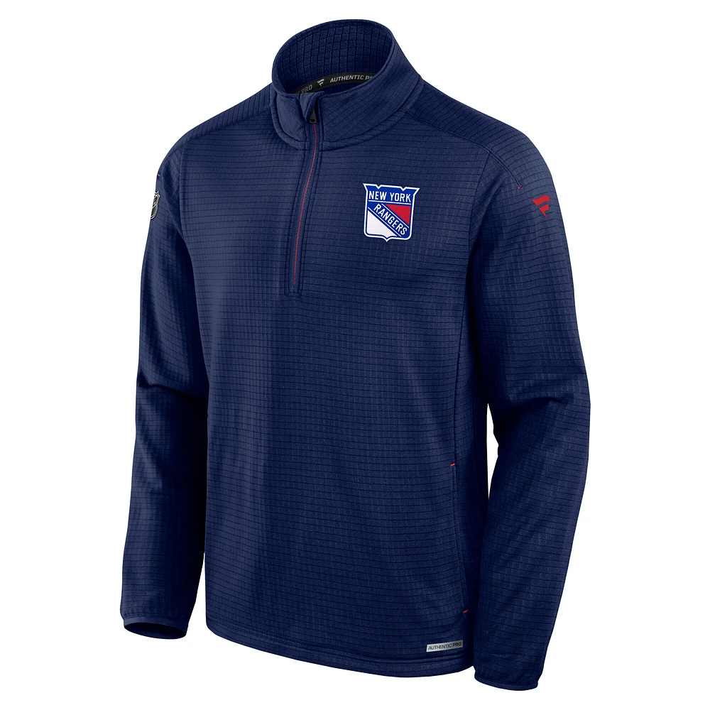 Men's Fanatics  Navy New York Rangers Authentic Pro Rink Quarter-Zip Jacket