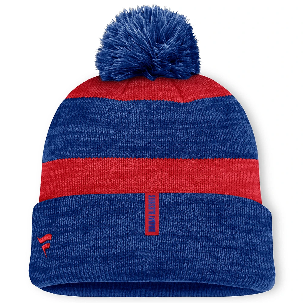 Men's Fanatics Navy New York Rangers Fundamental Red Line Cuffed Knit Hat with Pom