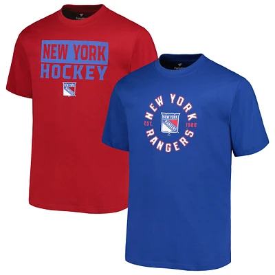 Ensemble de 2 t-shirts Fanatics New York Rangers Big & Tall pour hommes