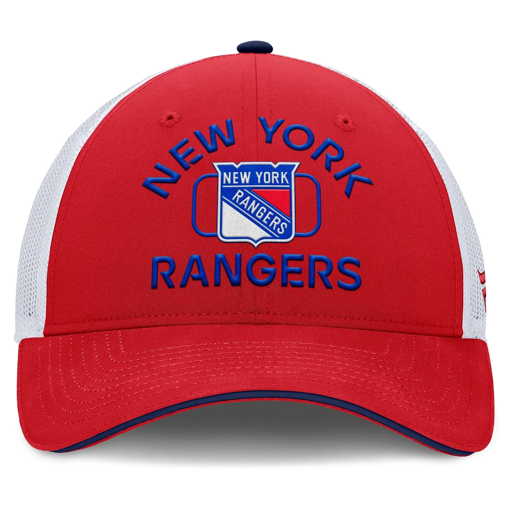 Casquette de camionneur authentique Pro Rink des Rangers de New York pour hommes Fanatics rouge/blanc