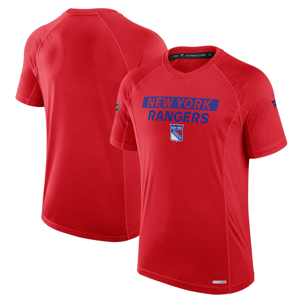 T-shirt technique authentique Pro Rink des Rangers de New York pour hommes Fanatics Red