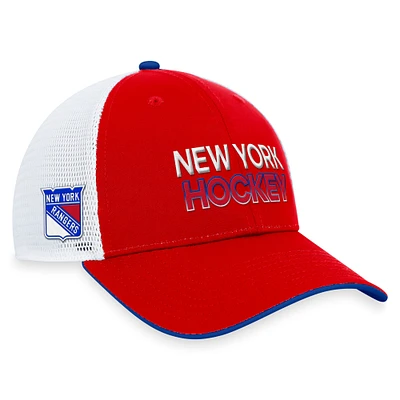 Casquette réglable rouge New York Rangers Authentic Pro Rink Trucker Fanatics pour hommes