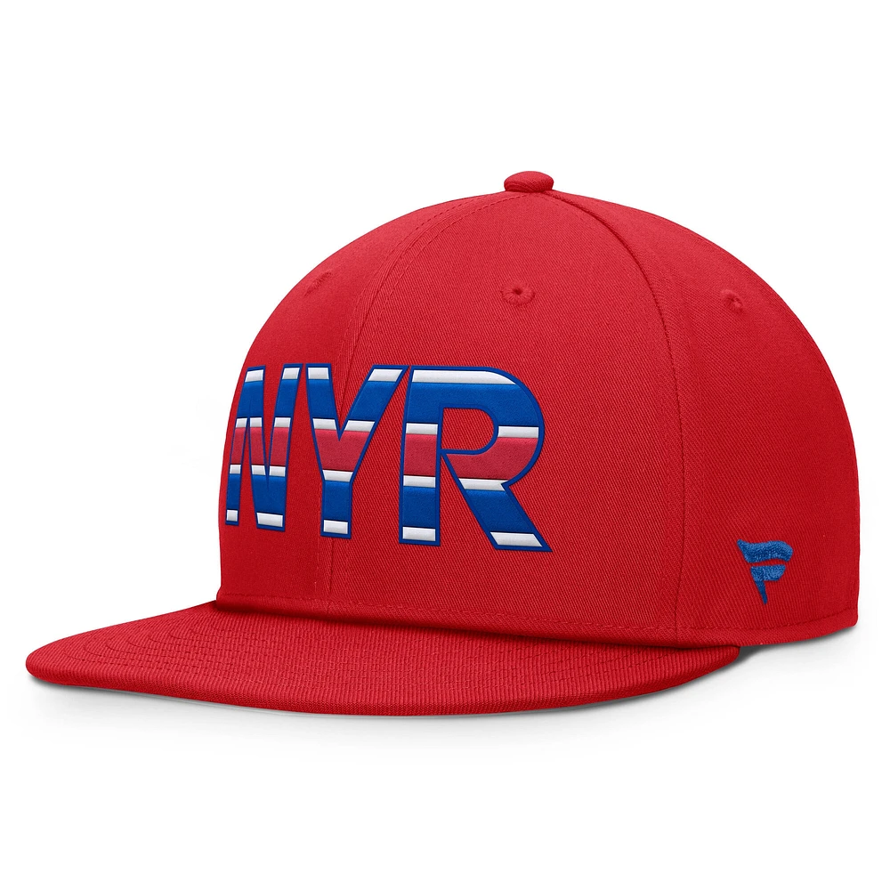 Casquette Snapback authentique Pro Team Rink des Rangers de New York pour hommes Fanatics Red