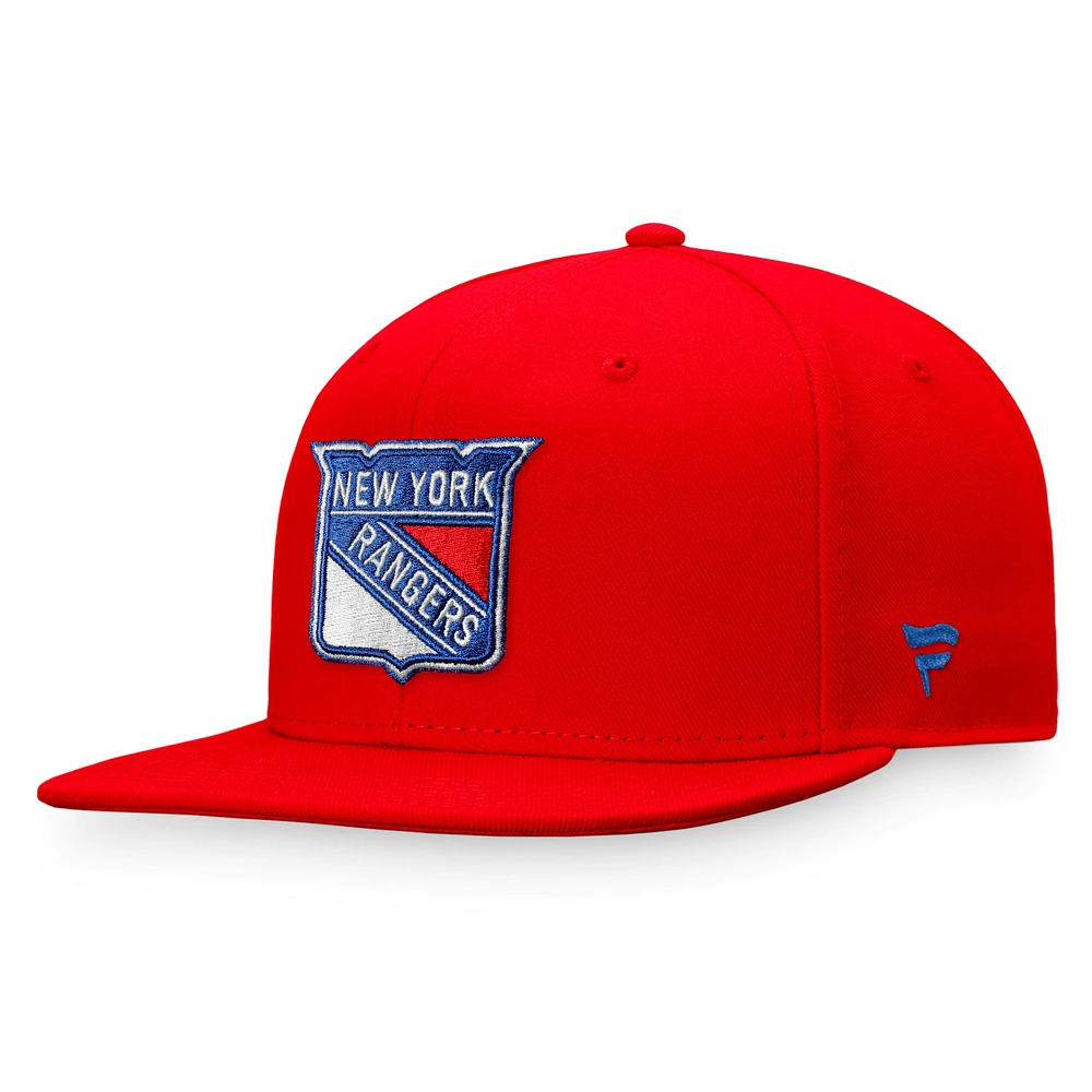 Casquette ajustée avec logo principal Fanatics Red New York Rangers Core pour hommes