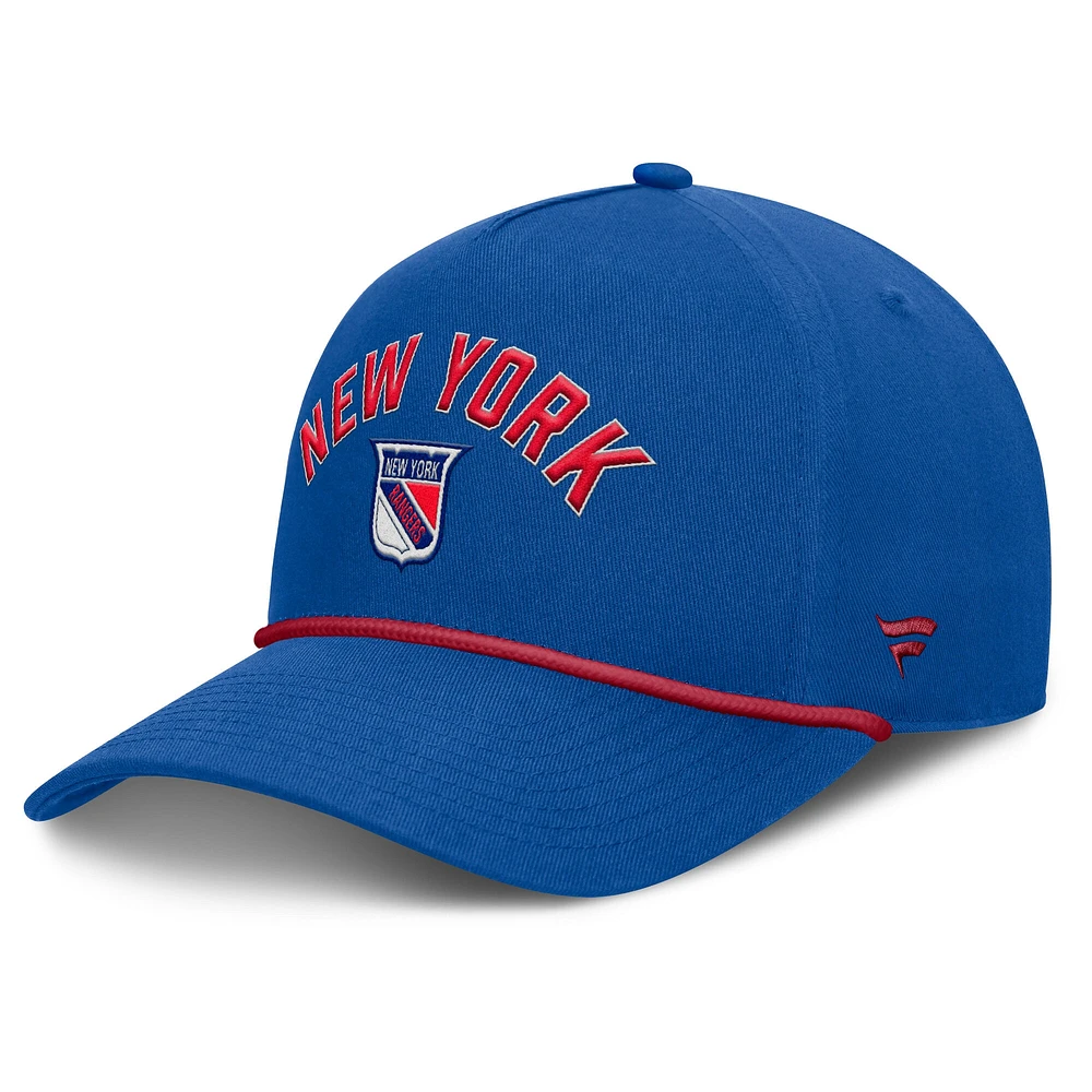 Casquette ajustable en corde A-Frame de la collection Decades de Fanatics Royal New York Rangers pour hommes