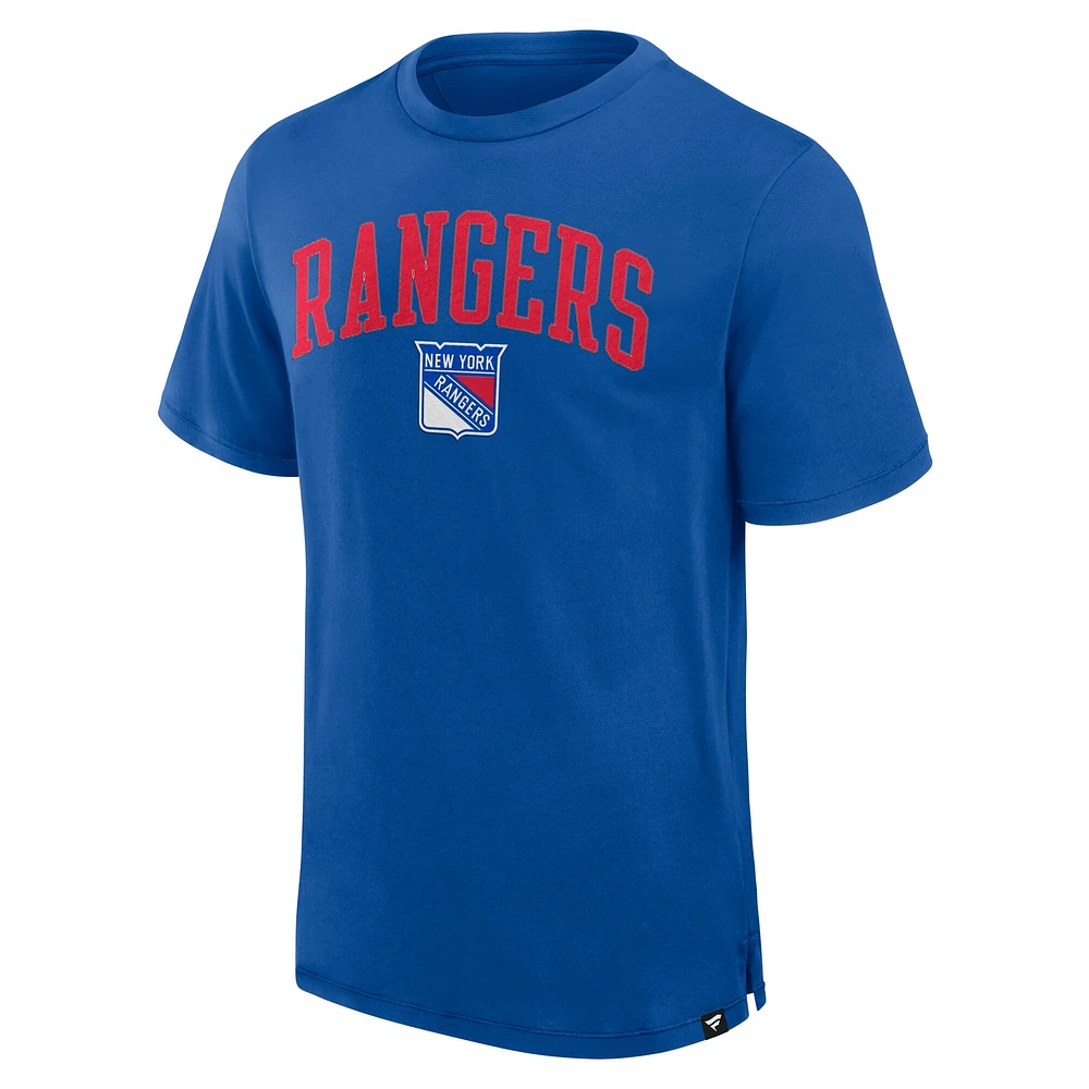 T-shirt Pima surélevé pour hommes Fanatics Royal New York Rangers