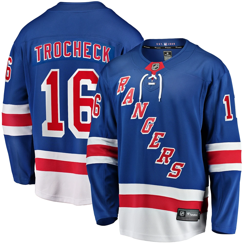 Men's Fanatics Vincent Trocheck Blue New York Rangers Home Breakaway Player Jersey