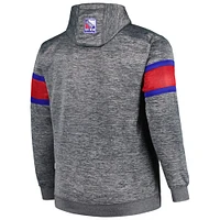 Men's Heather Charcoal New York Rangers Big & Tall Stripe Pullover Hoodie