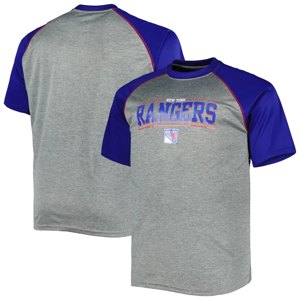 Men's Heather Gray New York Rangers Big & Tall Logo Raglan T-Shirt