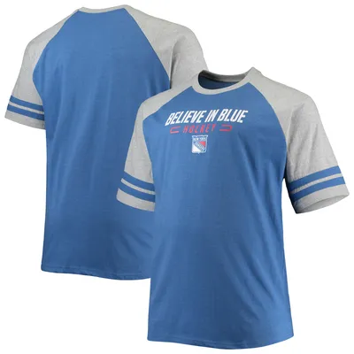 New York Rangers Big & Tall Raglan T-Shirt - Heathered Blue