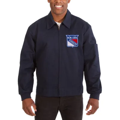 Lids New York Rangers Starter Youth Raglan Full-Snap Varsity Jacket - Blue