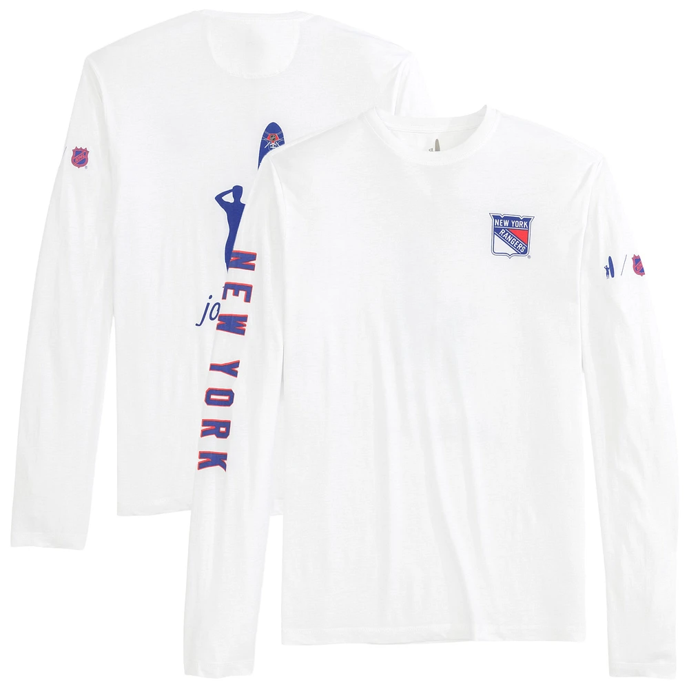 T-shirt à manches longues Adam des Rangers de New York pour hommes Johnnie-O blanc