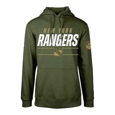 Men's Levelwear Olive New York Rangers Delta Podium Fleece Pullover Hoodie